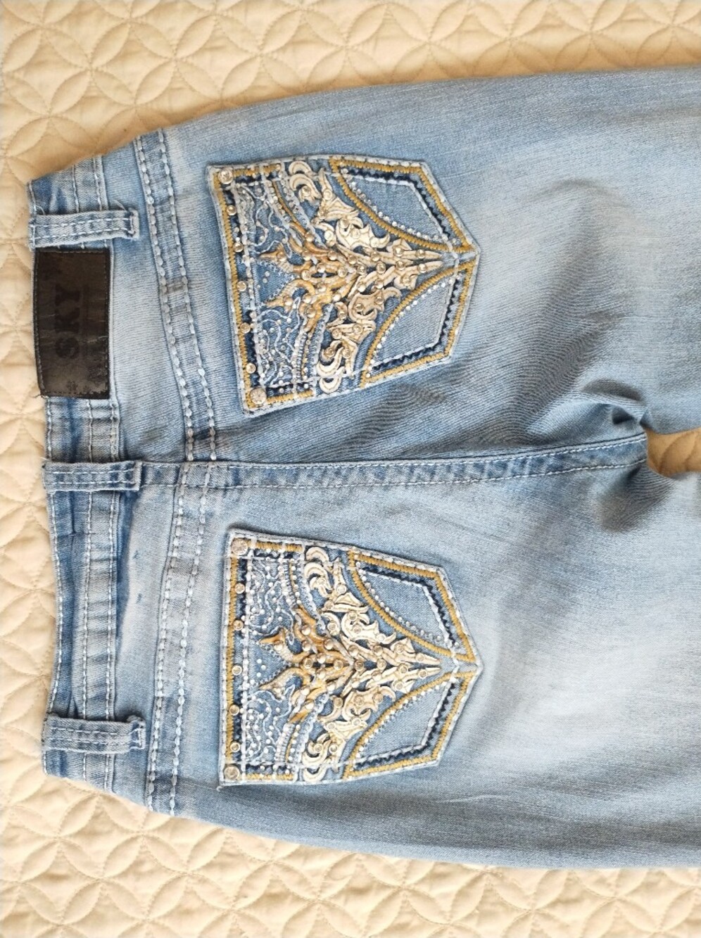 SKY Y2K Jeans Bootcut Embellished Pockets Denim Stretch Womens Size 9/10 - Picture 4 of 8